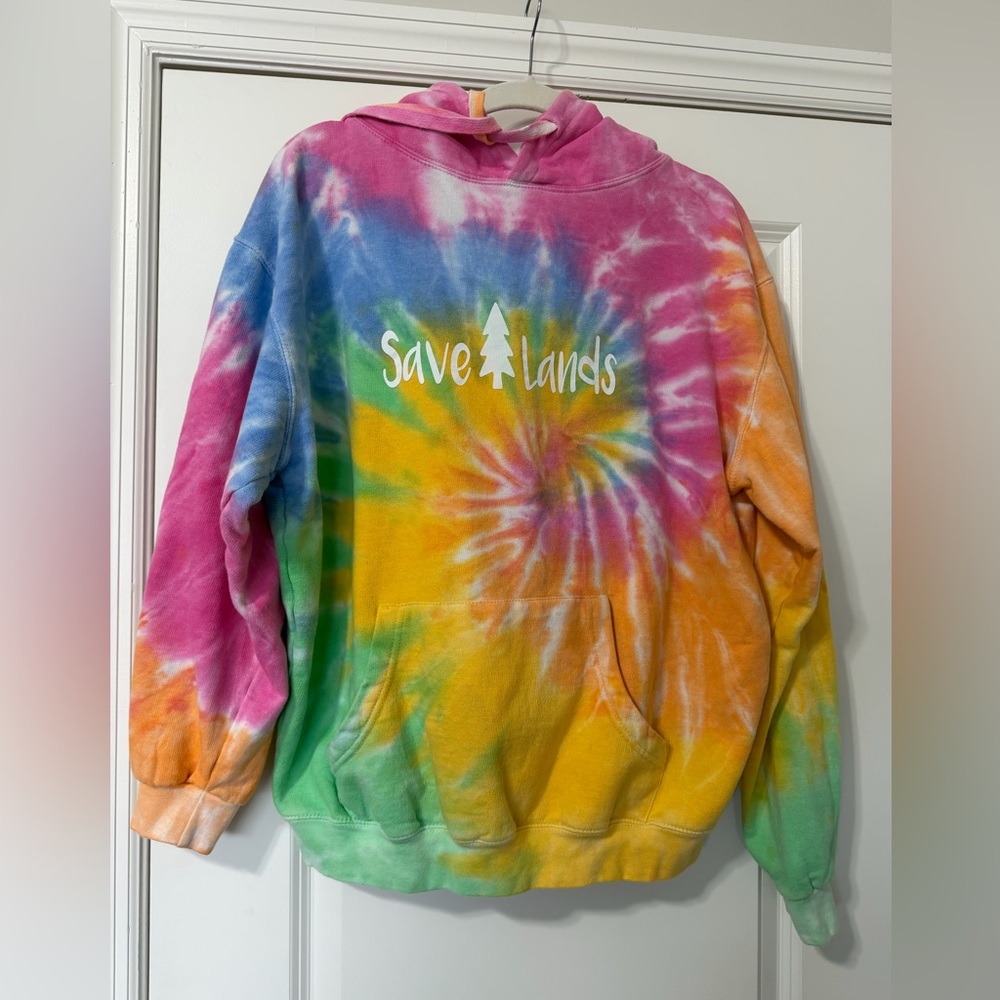Save Lands Women’s Colorful Tie-Dye Hoodie- medium